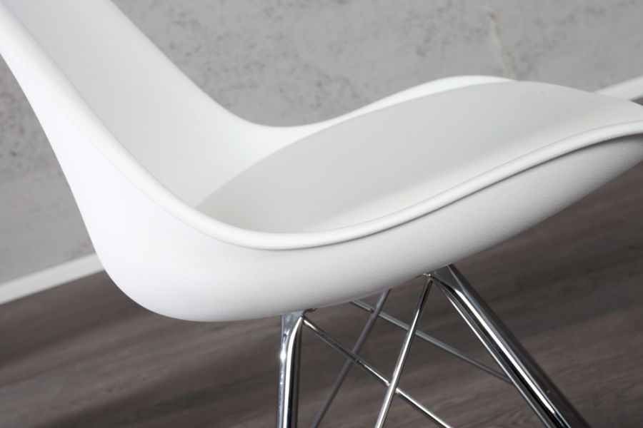 Krzesło Scandinavia Retro białe srebrne - Invicta Interior